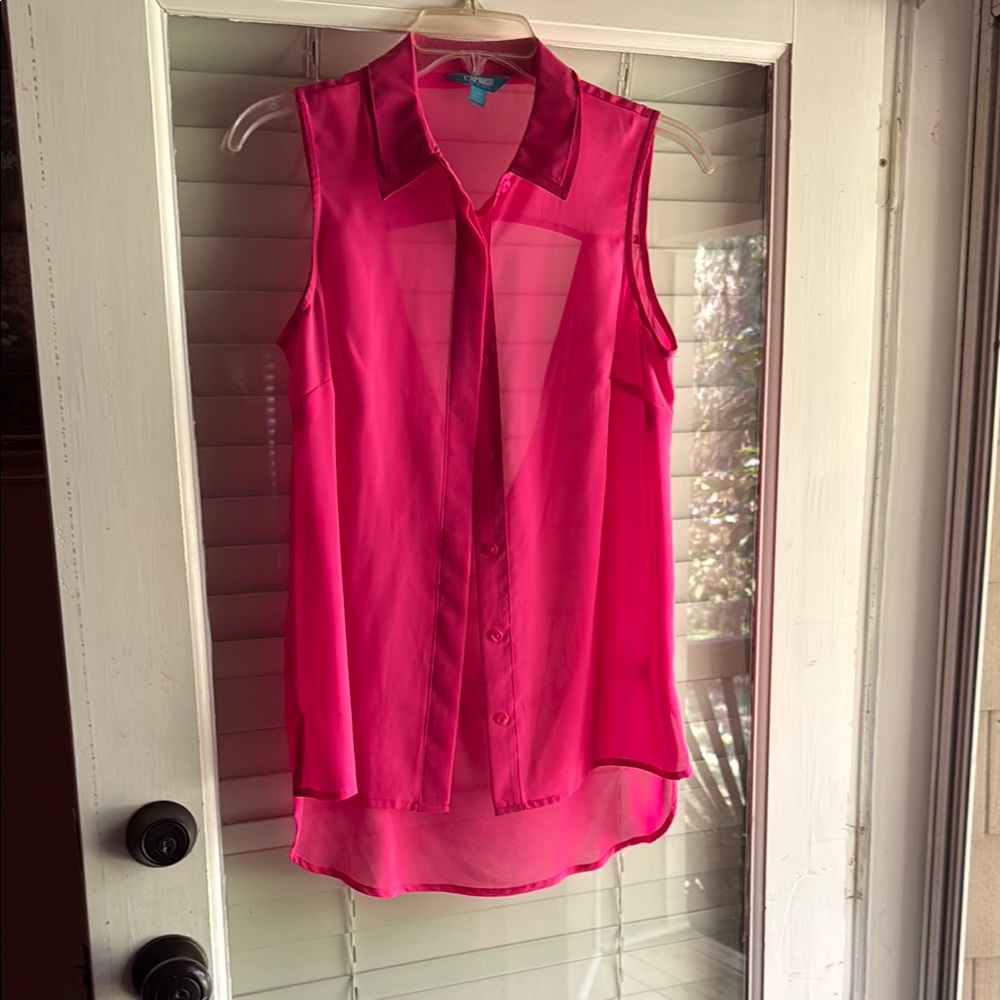 L'Amour Pink Sheer Buttoned Blouse